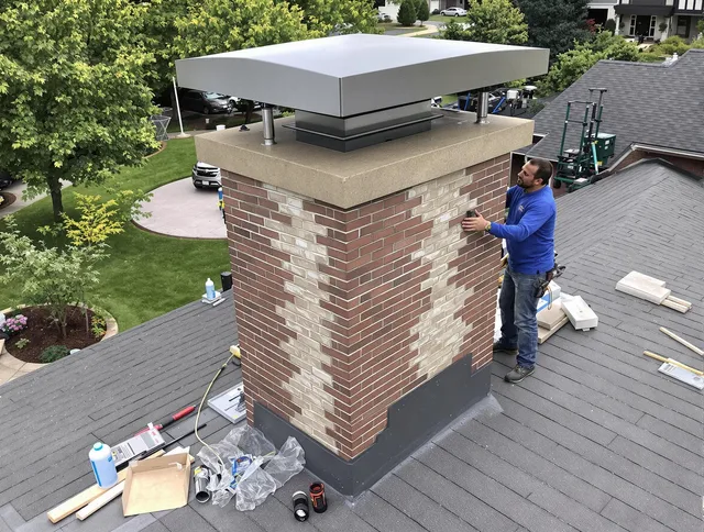 Davidson Chimney Sweep team working on a custom chimney remodel in Davidson, NC