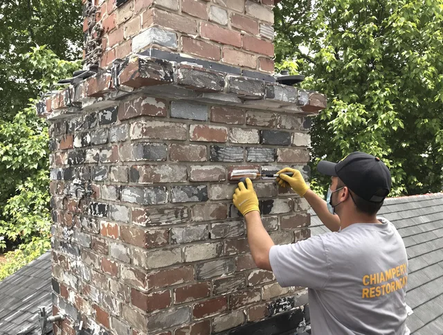 In-progress chimney restoration by Davidson Chimney Sweep in Davidson, NC