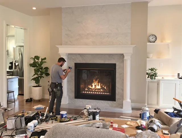Newly installed fireplace by Davidson Chimney Sweep in Davidson, NC