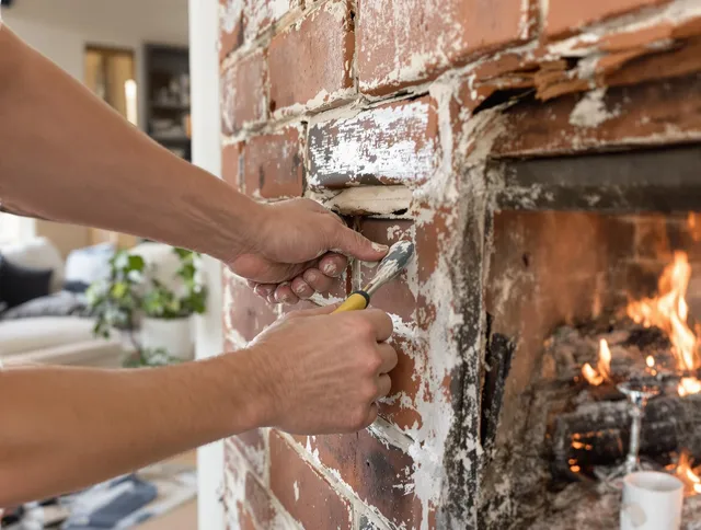 Routine fireplace repair by Davidson Chimney Sweep in Davidson, NC